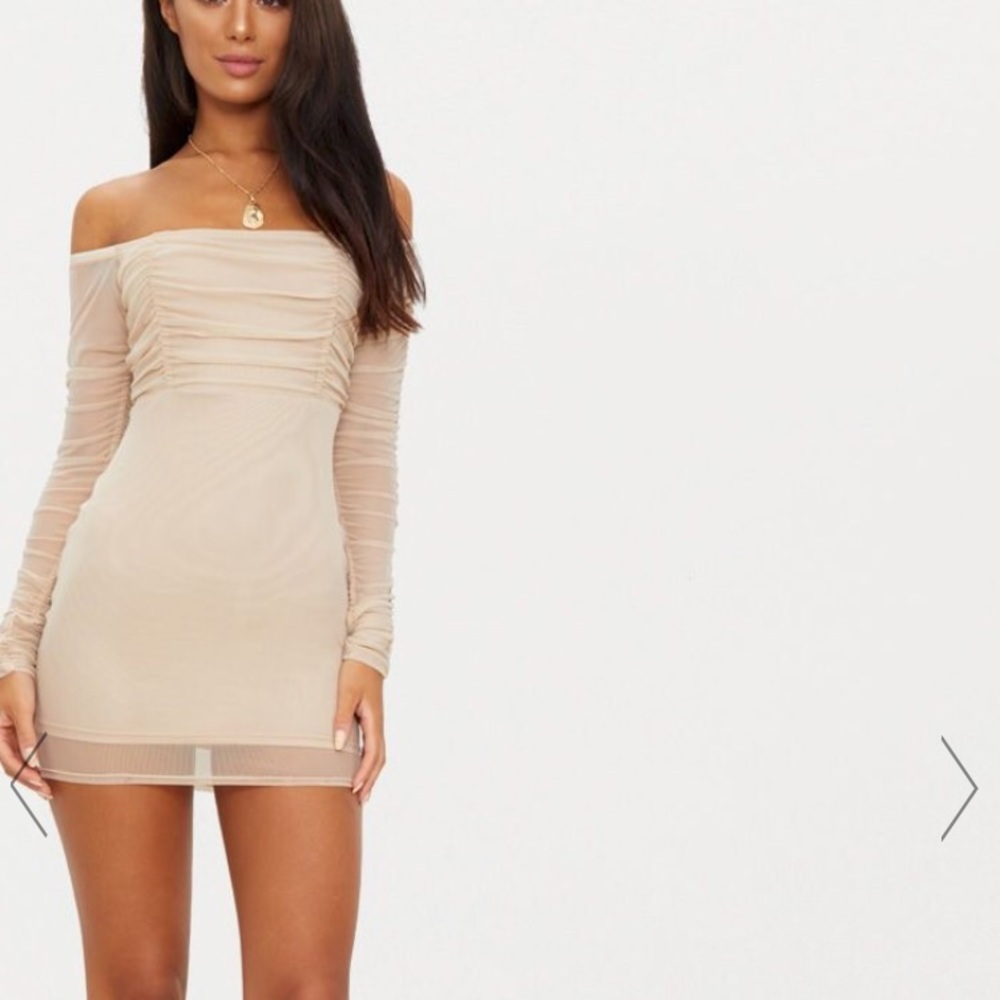 Mesh nude bodycon dress!